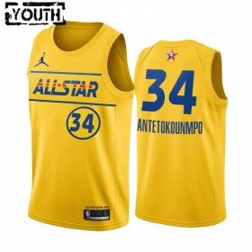 Canotte Bambino Milwaukee Bucks Giannis Antetokounmpo 34 2021 All-Star Jordan Brand Gold Swingman